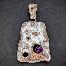 Lade das Bild in den Galerie-Viewer, Vintage Modernismus Brutalismus Anhänger 835 Silber Amethyst alt 1970s S