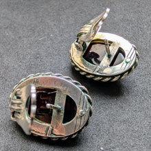 Load image into Gallery viewer, Vintage traditional earrings 835 silver gold plated settings XL garnet red old S