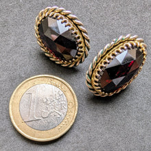 Load image into Gallery viewer, Vintage traditional earrings 835 silver gold plated settings XL garnet red old S