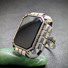Lade das Bild in den Galerie-Viewer, Art Deco Ring 835 Silber Onyx alt antik c. 1920 RG 57 S