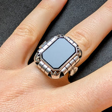 Lade das Bild in den Galerie-Viewer, Art Deco Ring 835 Silber Onyx alt antik c. 1920 RG 57 S