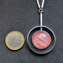 Load image into Gallery viewer, Modernism Designer Necklace NE From Denmark 925 Silver Rose Quartz S