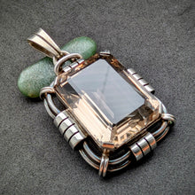 Lade das Bild in den Galerie-Viewer, Jugendstil Art Deco Anhänger 835 Silber Rauchquarz Handarbeit alt antik S