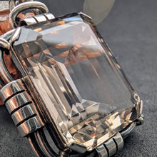 Lade das Bild in den Galerie-Viewer, Jugendstil Art Deco Anhänger 835 Silber Rauchquarz Handarbeit alt antik S