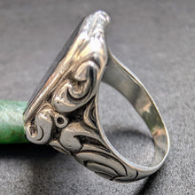 Lade das Bild in den Galerie-Viewer, Jugendstil Designer Ring 800 Silber Onyx Herrenring alt antik c. 1920 RG 65 S