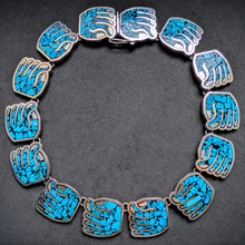 Load image into Gallery viewer, Türkis Collier Inlay Arbeit Hand Alvaro Taxco Mexico 925 Sterling Silber S