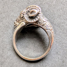 Lade das Bild in den Galerie-Viewer, Vintage Widder Ring 925 Silber Silberschmiedearbeit etruskischer Stil RG 59 S