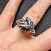 Lade das Bild in den Galerie-Viewer, Vintage Widder Ring 925 Silber Silberschmiedearbeit etruskischer Stil RG 59 S
