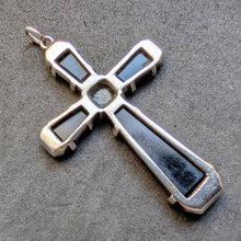 Lade das Bild in den Galerie-Viewer, Art Deco Kreuz Anhänger min 800 Silber Onyx Markasit alt c. 1920 S