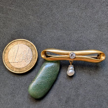 Load image into Gallery viewer, Art Nouveau designer brooch 14k 585 gold pearl diamond old antique c. 1920 p