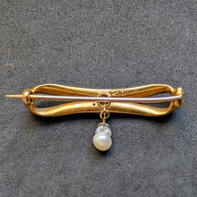Load image into Gallery viewer, Art Nouveau designer brooch 14k 585 gold pearl diamond old antique c. 1920 p