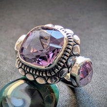 Lade das Bild in den Galerie-Viewer,
Jugendstil Art Deco Ring 900 Silber Amethyst Design alt antik c. 1920 RG 49 S