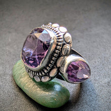 Lade das Bild in den Galerie-Viewer,
Jugendstil Art Deco Ring 900 Silber Amethyst Design alt antik c. 1920 RG 49 S