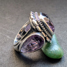 Lade das Bild in den Galerie-Viewer, Jugendstil Art Deco Ring 900 Silber Amethyst Design alt antik c. 1920 RG 49 S