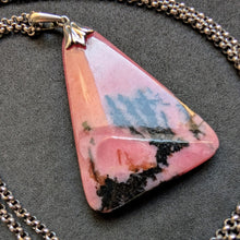 Lade das Bild in den Galerie-Viewer, Art Deco Anhänger Kette 835 Silber Rhodonit alt c. 1930 S