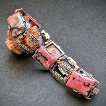 Lade das Bild in den Galerie-Viewer, Art Deco Armband 830 Silber Rhodonit Markasit Handarbeit alt c. 1920 S