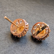 Lade das Bild in den Galerie-Viewer, Cluster Ohrringe Ohrstecker 585 Gold Diamanten c. 2,5 Ct Perlen antik c. 1900 S