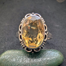 Lade das Bild in den Galerie-Viewer, Jugendstil Art Deco Ring 835 Silber Citrin alt antik c. 1920 RG 53 S