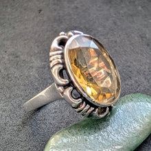 Lade das Bild in den Galerie-Viewer, Jugendstil Art Deco Ring 835 Silber Citrin alt antik c. 1920 RG 53 S