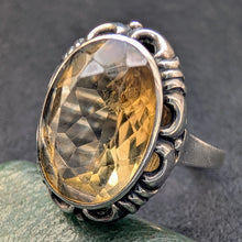 Lade das Bild in den Galerie-Viewer, Jugendstil Art Deco Ring 835 Silber Citrin alt antik c. 1920 RG 53 S