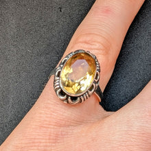 Lade das Bild in den Galerie-Viewer, Jugendstil Art Deco Ring 835 Silber Citrin alt antik c. 1920 RG 53 S