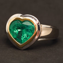 Lade das Bild in den Galerie-Viewer, Herz Ring 18k 750 Weißgold Smaragd Kolumbien 4,8 Carat Verlobungsring RG 54
