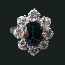 Lade das Bild in den Galerie-Viewer, Entourage Ring 585 Gold Wien blauer Saphir 1,1 Carat Diamant 1 Carat RG 52 S
