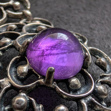 Lade das Bild in den Galerie-Viewer, Vintage Armband 835 Silber Amethyst lila Modernismus S