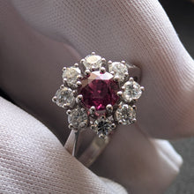 Lade das Bild in den Galerie-Viewer, Entourage Ring 585 Gold pink lila rot Saphir 0,75 Ct Diamant 0,56 Ct RG 63/64 S