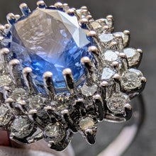 Load image into Gallery viewer, Entourage Ring 585 Gold Saphir Ceylon Sri Lanka 3 Carat No Heat Diamant RG 60 S