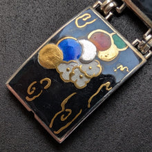 Lade das Bild in den Galerie-Viewer, Jugendstil Art Deco Armband 935 Silber Japonismus Emaille alt antik c. 1910 S
