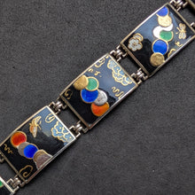 Lade das Bild in den Galerie-Viewer, Jugendstil Art Deco Armband 935 Silber Japonismus Emaille alt antik c. 1910 S