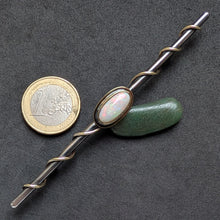 Load image into Gallery viewer, Vintage Designer Stab Brosche Silber 14k 585 Gold Opal Silberschmiedearbeit S