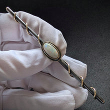 Load image into Gallery viewer, Vintage Designer Stab Brosche Silber 14k 585 Gold Opal Silberschmiedearbeit S
