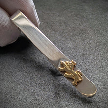 Lade das Bild in den Galerie-Viewer, Vintage Krawattennadel Krawattenklammer Sterling Silber 925 Löwe vergoldet