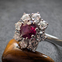 Lade das Bild in den Galerie-Viewer, Entourage Ring 585 Gold pink lila rot Saphir 0,75 Ct Diamant 0,56 Ct RG 63/64 S