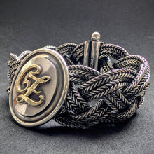 Lade das Bild in den Galerie-Viewer, Vintage Flecht Armband 835 Silber Gustav Hauber Mid Century CZ Gold c. 1950s S