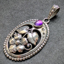Lade das Bild in den Galerie-Viewer, Jugendstil Designer Anhänger 800 Silber Amethyst Handarbeit alt antik c. 1910 S