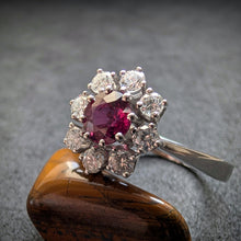 Lade das Bild in den Galerie-Viewer, Entourage Ring 585 Gold pink lila rot Saphir 0,75 Ct Diamant 0,56 Ct RG 63/64 S