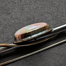 Load image into Gallery viewer, Vintage Designer Stab Brosche Silber 14k 585 Gold Opal Silberschmiedearbeit S