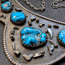 Load image into Gallery viewer, Vintage Navajo Designer Collier Kette Silber Türkis XL Silberschmiedearbeit S