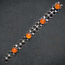 Lade das Bild in den Galerie-Viewer, Armband 925 Silber Adolf Regelmann Stuttgart Bernstein braun Midcentury 1950s S