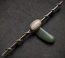 Load image into Gallery viewer, Vintage Designer Stab Brosche Silber 14k 585 Gold Opal Silberschmiedearbeit S