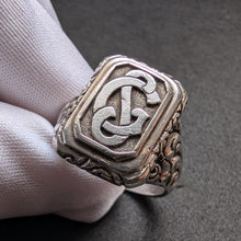Lade das Bild in den Galerie-Viewer, Jugendstil Monogramm Ring 800 Silber SG GS alt antik c. 1920 RG 69/70