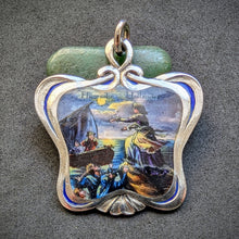 Lade das Bild in den Galerie-Viewer, Jugendstil Emaille Anhänger 800 Silber Geschützt Fliegender Holländer antik S