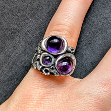 Lade das Bild in den Galerie-Viewer, Vintage Ring Silber Modernismus Brutalismus Amethyst Handarbeit RG 54 S