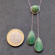 Lade das Bild in den Galerie-Viewer, Jugendstil Lavalliere Collier Silber grüner Quarz alt antik c. 1910 S