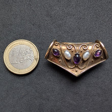 Load image into Gallery viewer, Art Nouveau pendant 935 silver green agate enamel HR old antique c. 1910 S