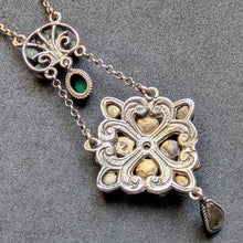 Lade das Bild in den Galerie-Viewer, Neorenaissance Collier Türkis Perlmutt 750 Silber Österreich alt antik c. 1890 S