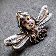Load image into Gallery viewer, Jugendstil Brosche Putto Engel Libellenflügel 800 Silber alt antik c. 1910 S